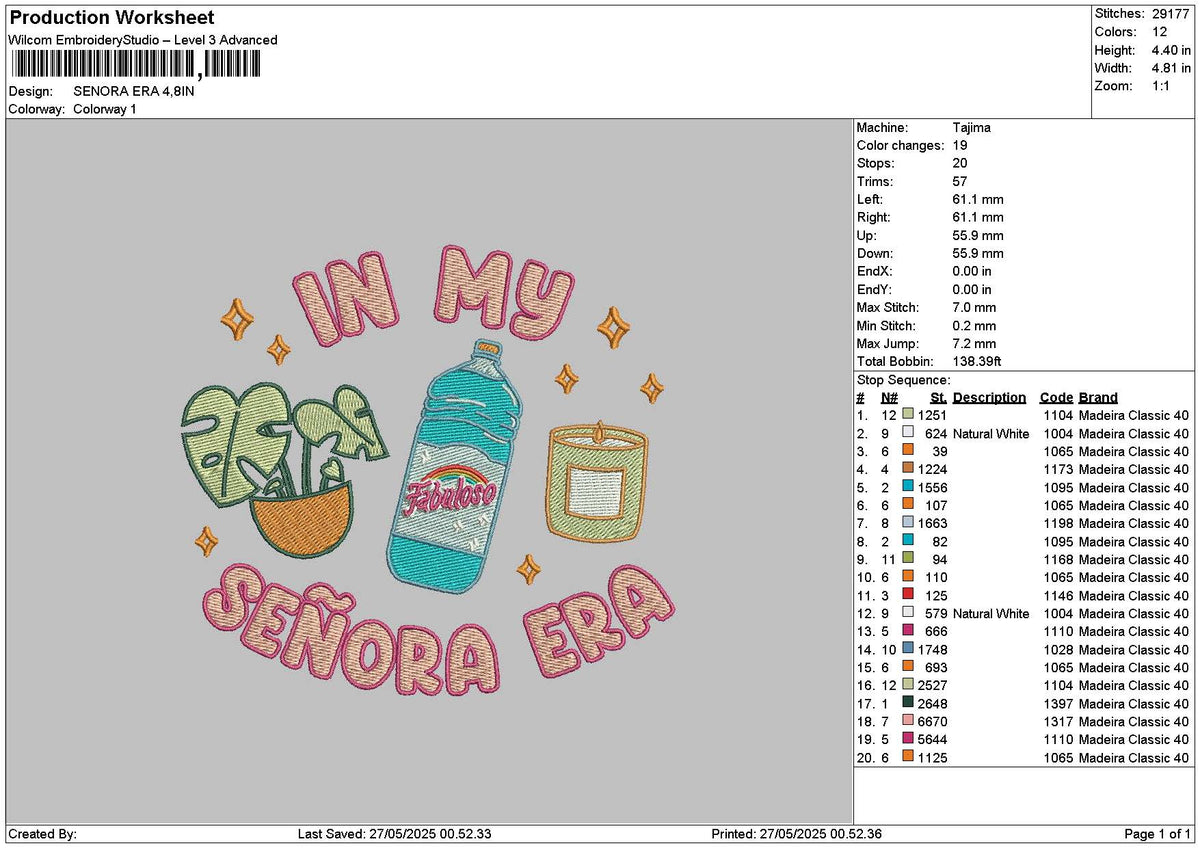 Senoratext Embroidery File 6 sizes
