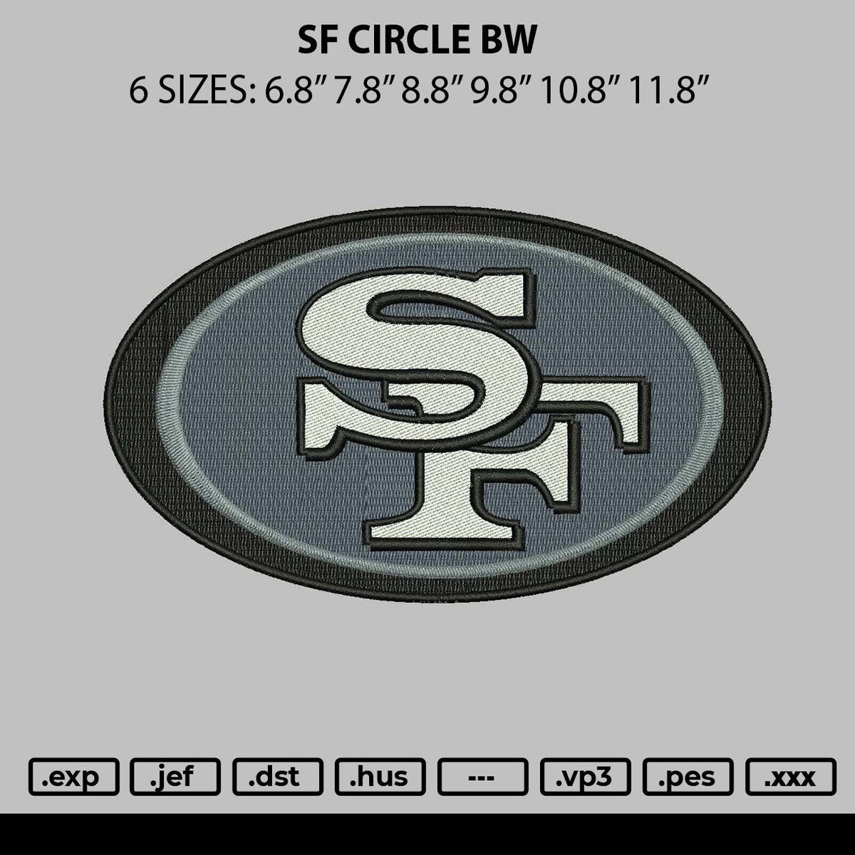 Sf Circle Bw Embroidery File 6 sizes