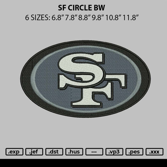 Sf Circle Bw Embroidery File 6 sizes