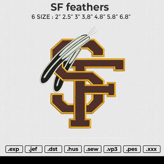 SF feathers Embroidery File 6 size