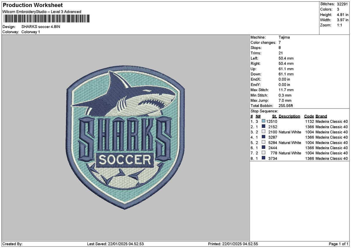 Sharkstext 2201 Embroidery File 6 sizes