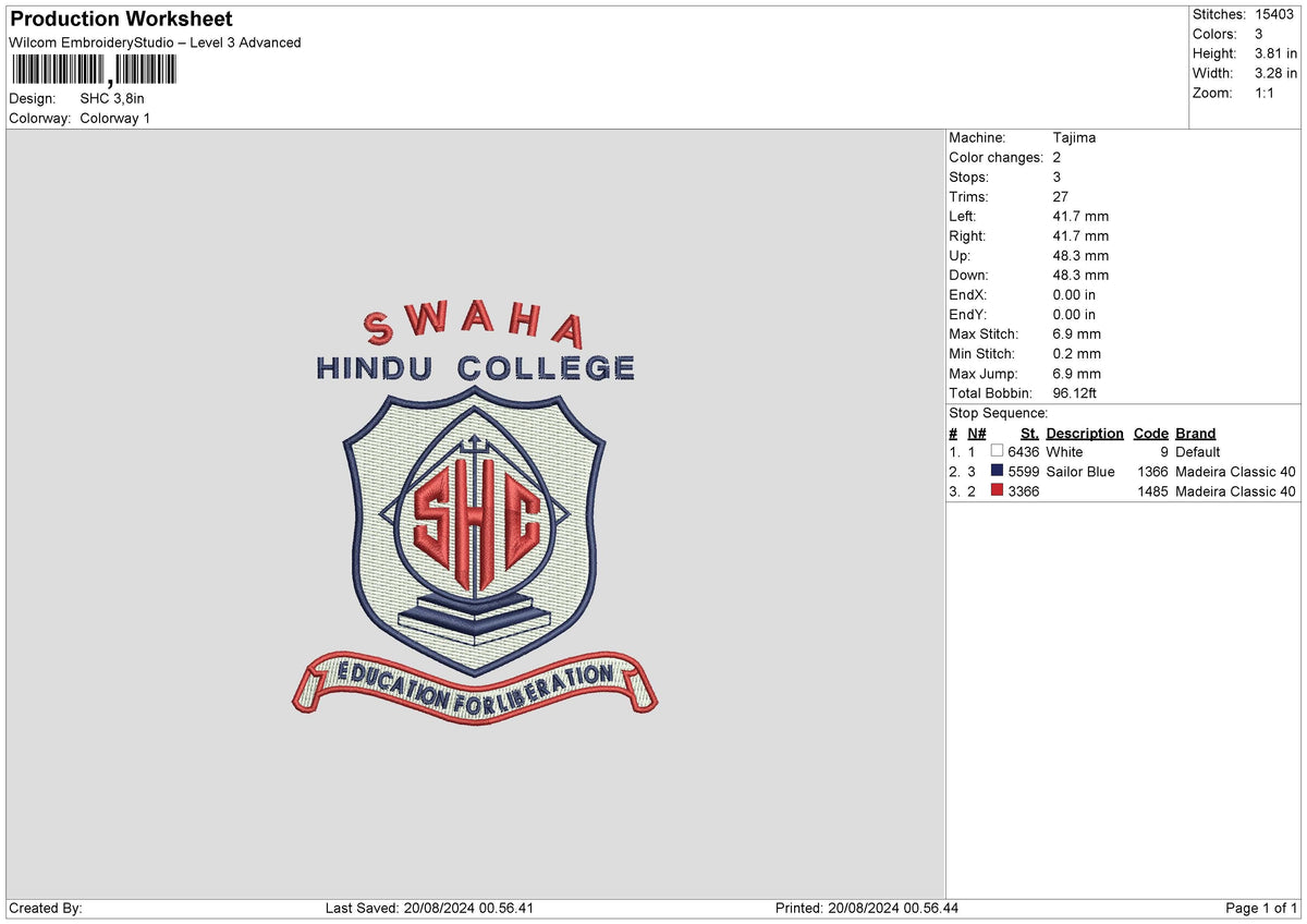 Swahatext Embroidery File 6 sizes