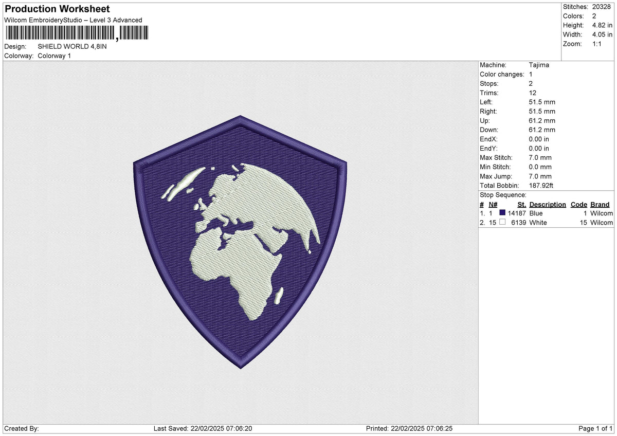 SHIELD WORLD Embroidery File 6 size
