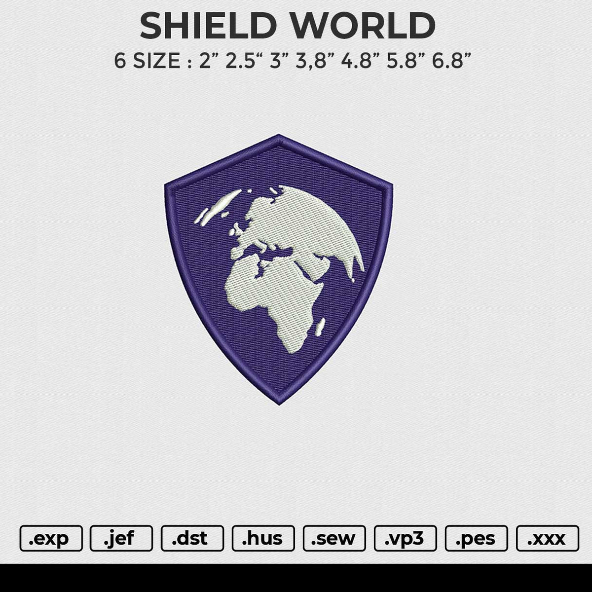 SHIELD WORLD Embroidery File 6 size