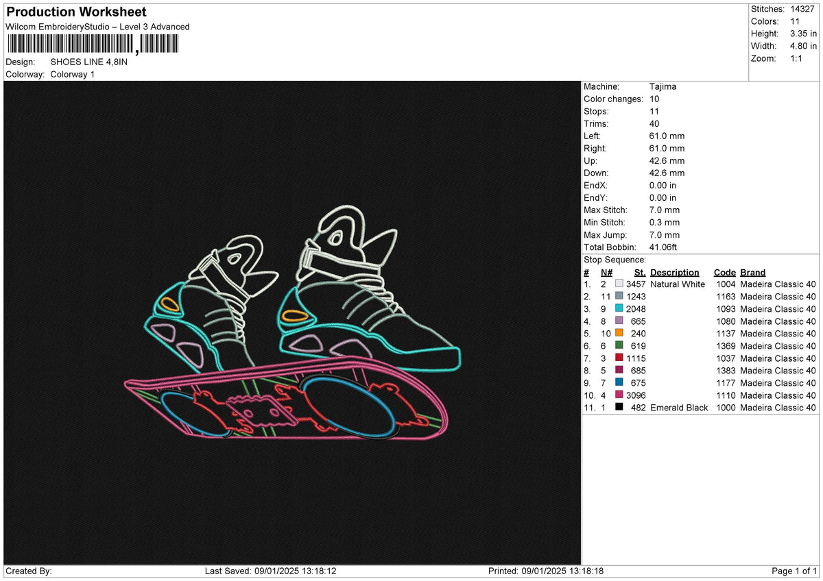 SHOES LINE Embroidery File 6 size