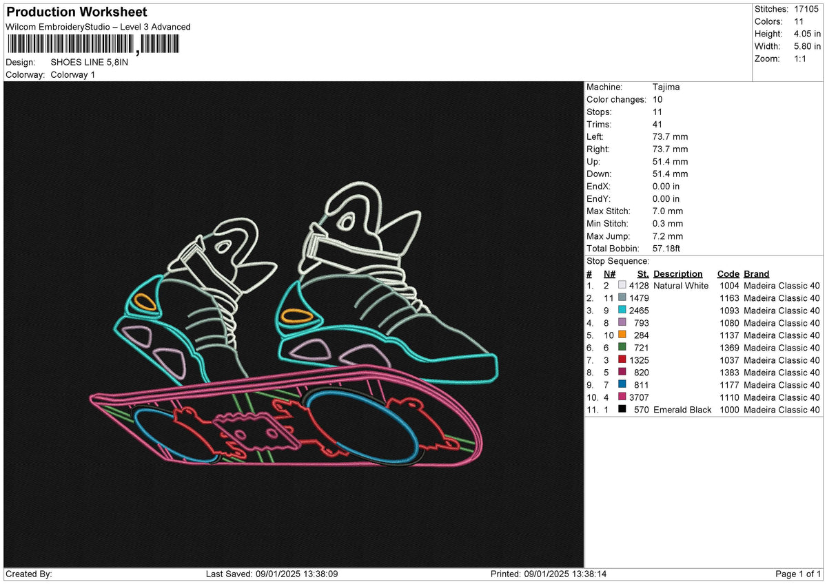 SHOES LINE Embroidery File 6 size