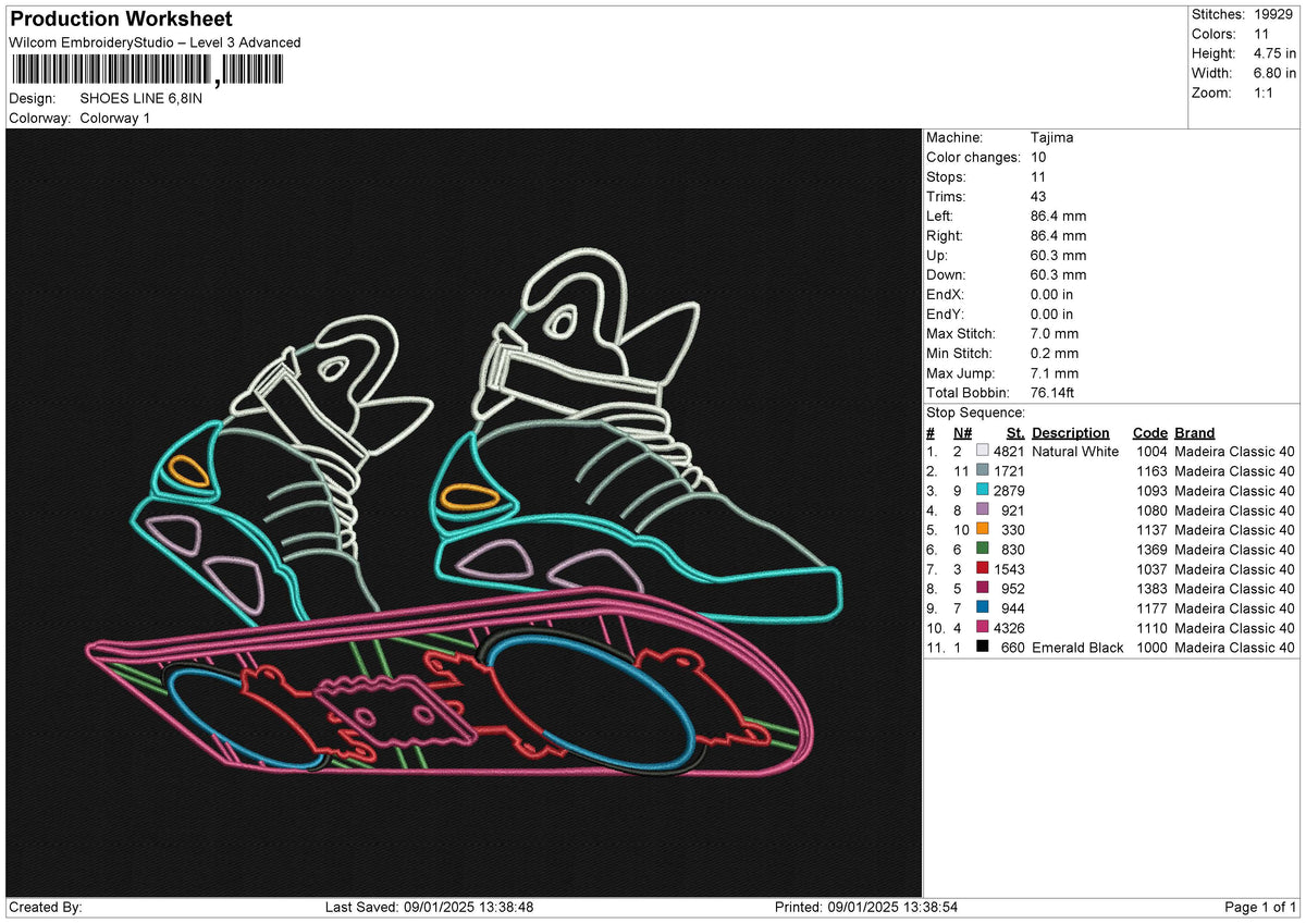 SHOES LINE Embroidery File 6 size