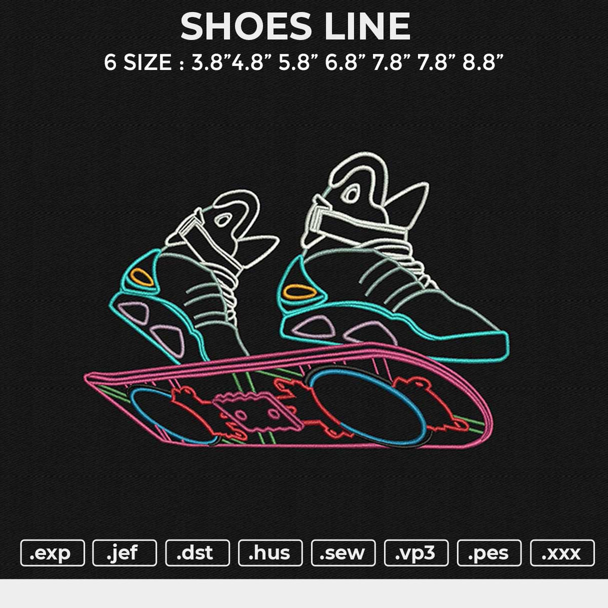 SHOES LINE Embroidery File 6 size