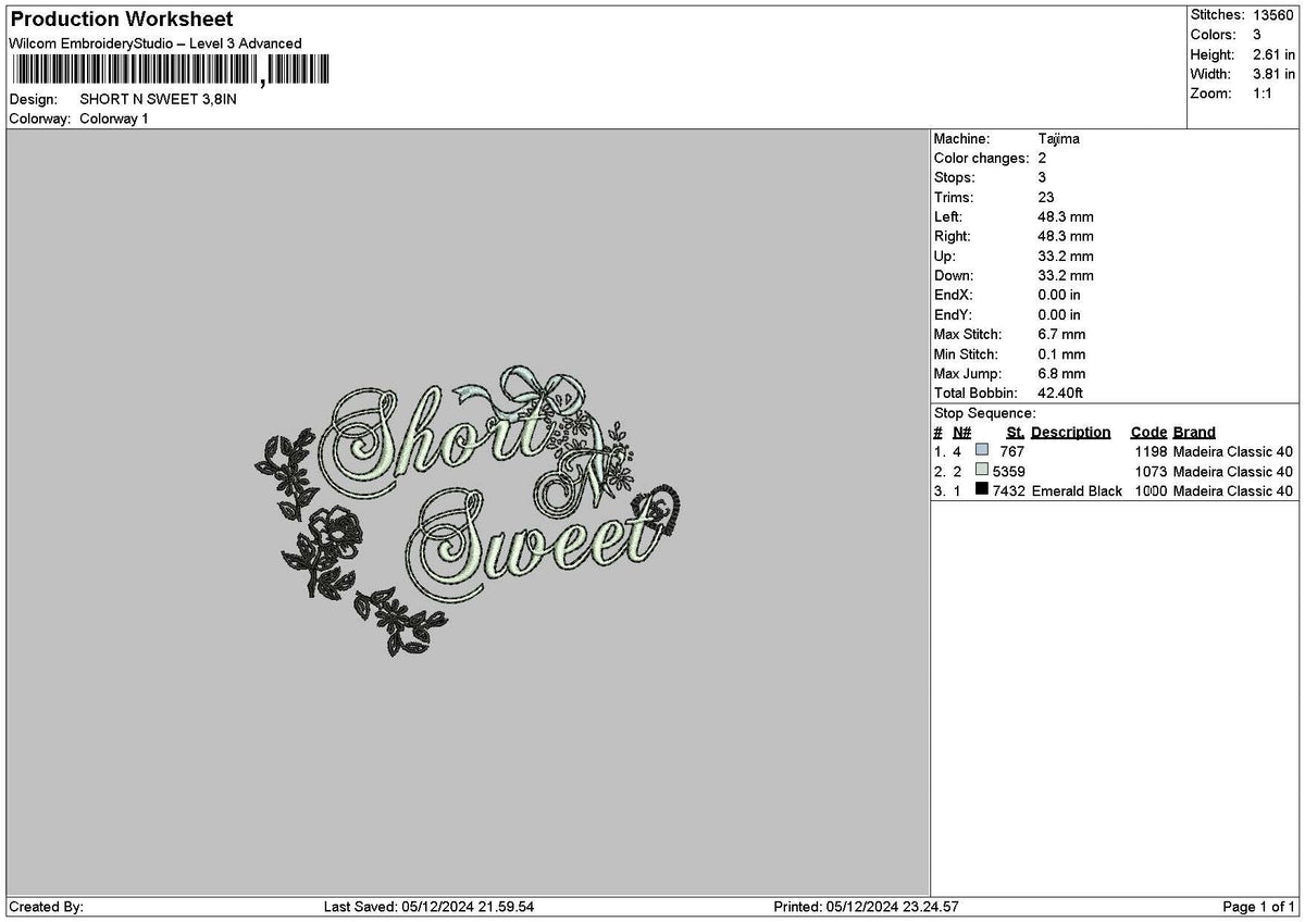 Flowerstextsweet Embroidery File 6 sizes