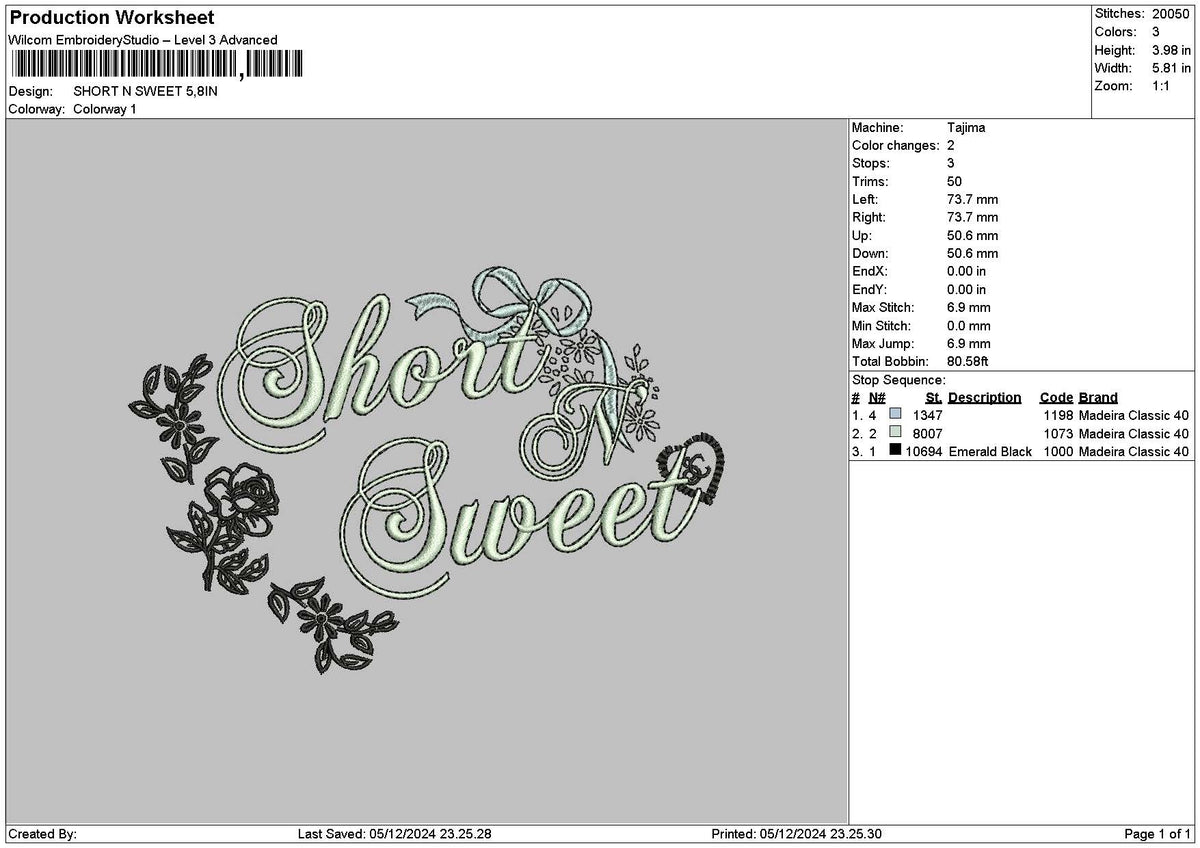Flowerstextsweet Embroidery File 6 sizes