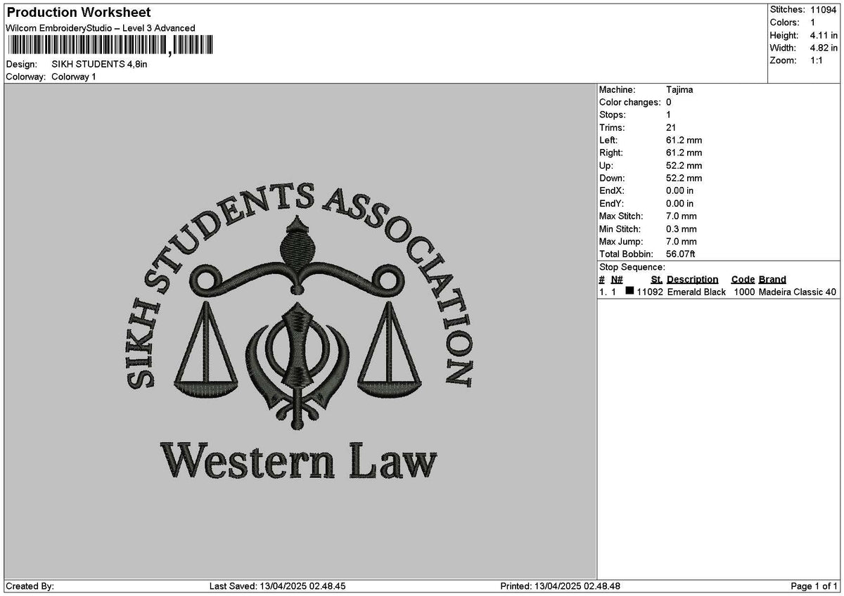 Sikhtext Embroidery File 6 sizes