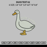 Duck Text 02 Embroidery File 6 sizes