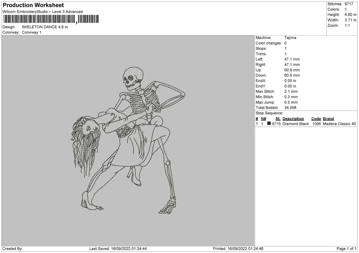 skeleton dance Embroidery