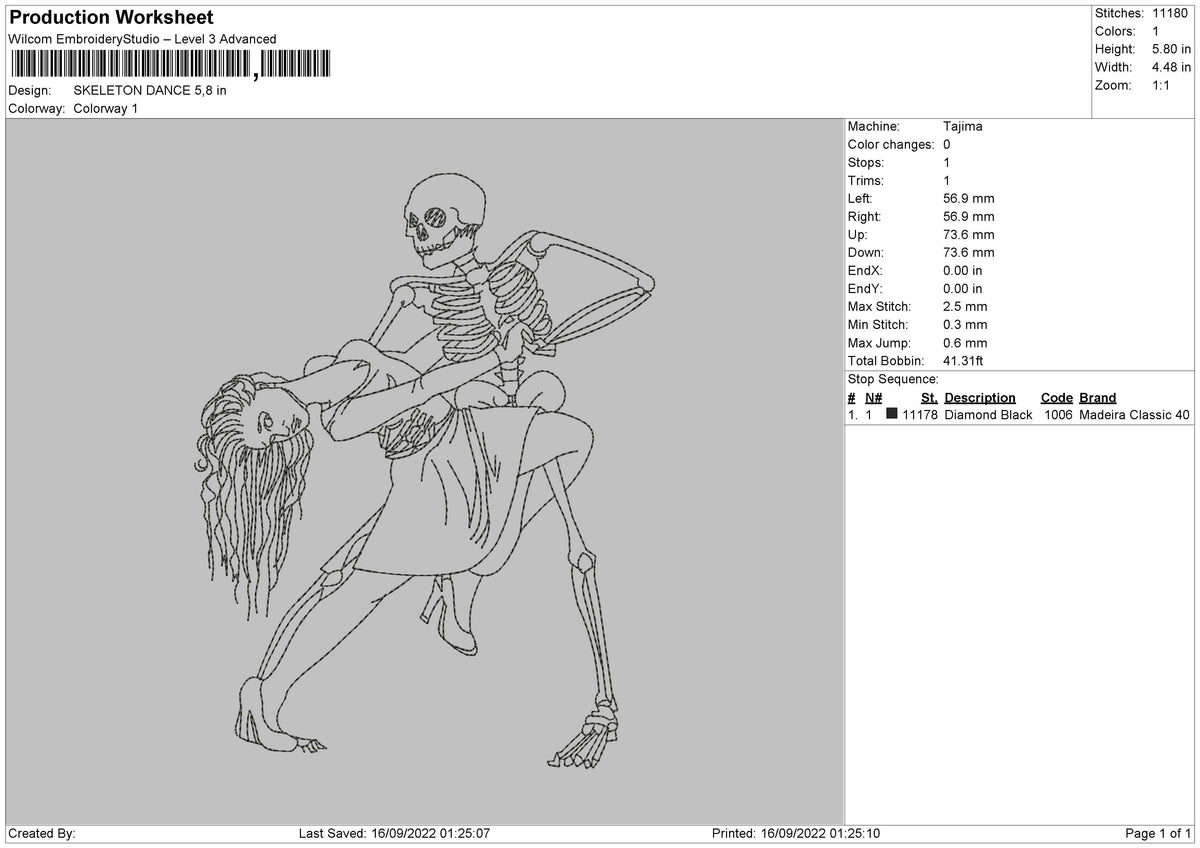 skeleton dance Embroidery