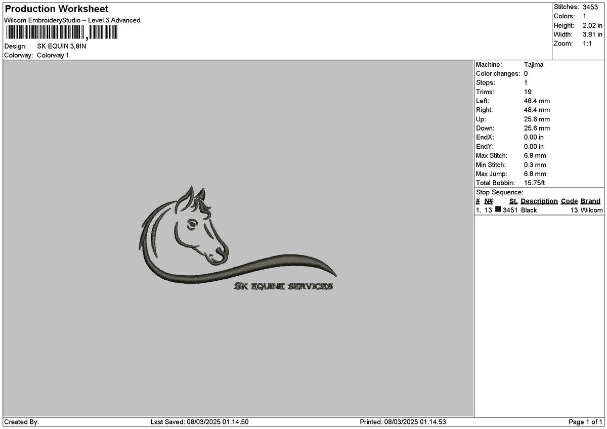 Horsetext Embroidery File 6 sizes