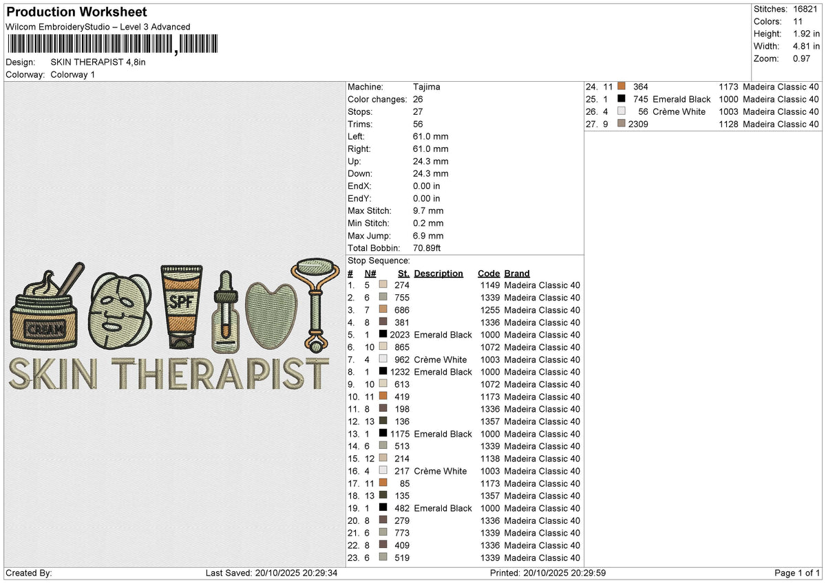 SKIN THERAPIST Embroidery File 6 size