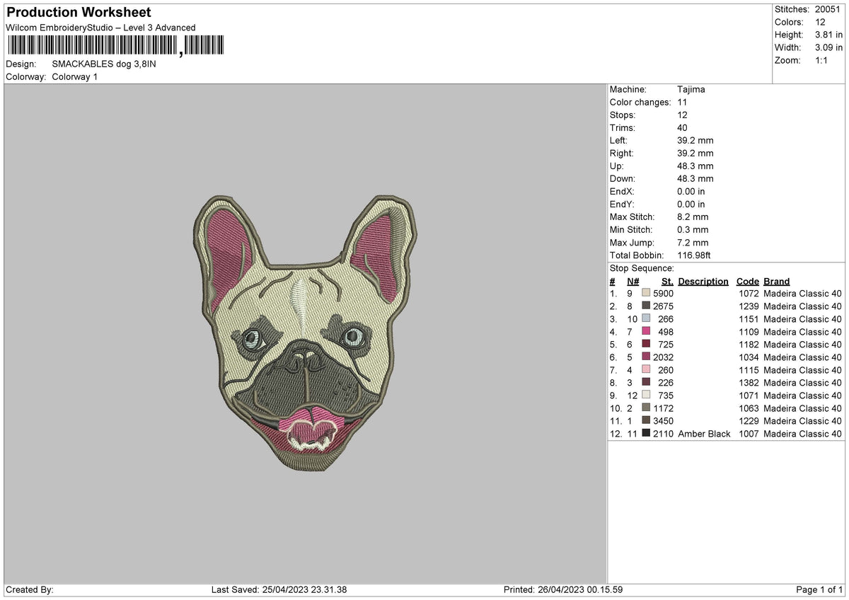 Smackables Dog Embroidery File 6 sizes