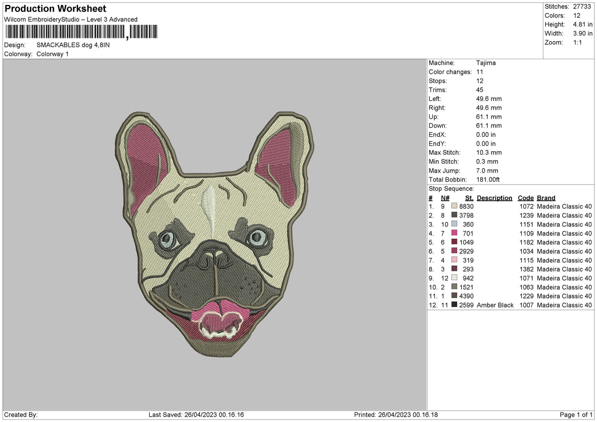 Smackables Dog Embroidery File 6 sizes
