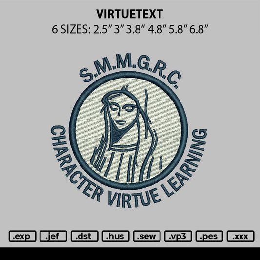Virtuetext Embroidery File 6 sizes
