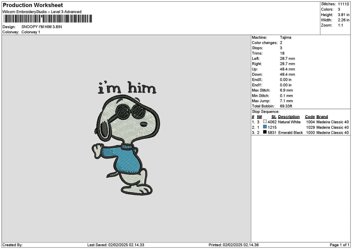Snoopy Text 0202 Embroidery File 6 sizes