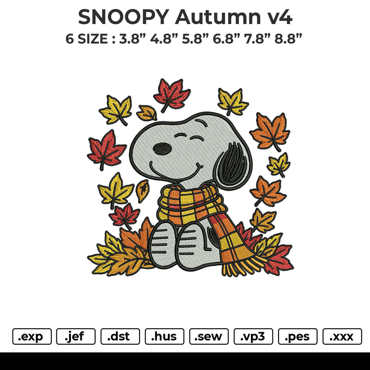 SNOOPY autumn v4 Embroidery File 4 size