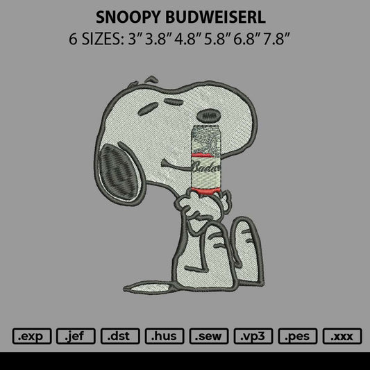 Snoopy Budweiserl Embroidery File 6 sizes