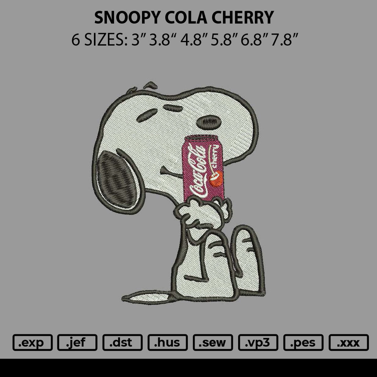 Snoopy Cola Cherry Embroidery File 6 sizes