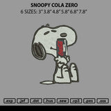 Snoopy Cola Zero Embroidery File 6 sizes