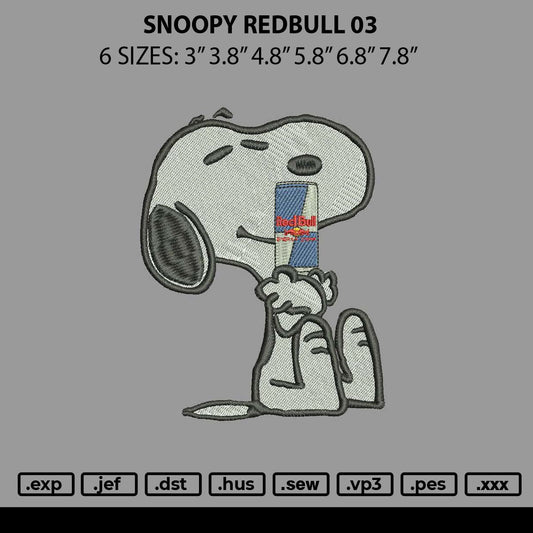 Snoopy Redbull 03 Embroidery File 6 sizes
