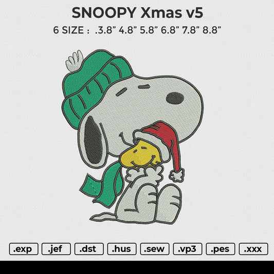 SNOOPY xmas v5 Embroidery File 6 size