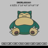 Snorlax0301 Embroidery File 6 sizes
