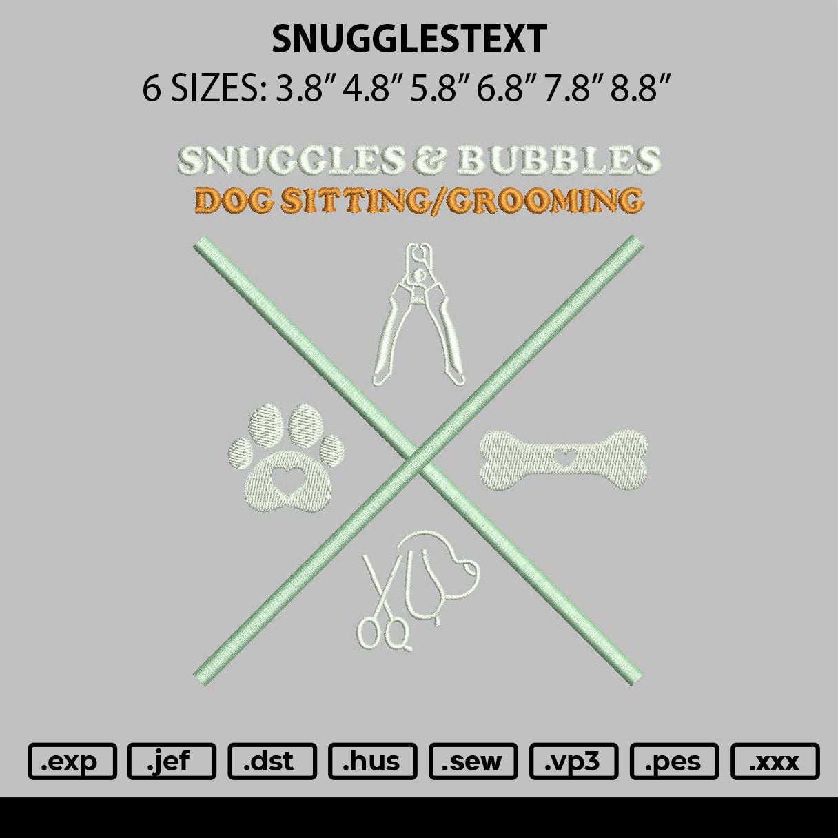 Snugglestext Embroidery File 6 sizes