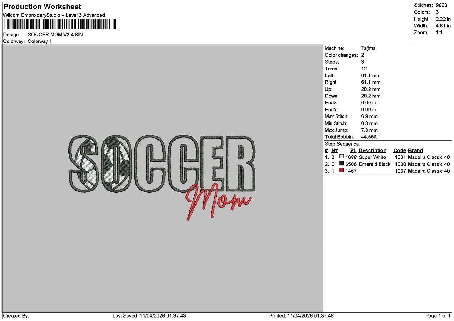 Soccer 1104b Embroidery File 6 sizes