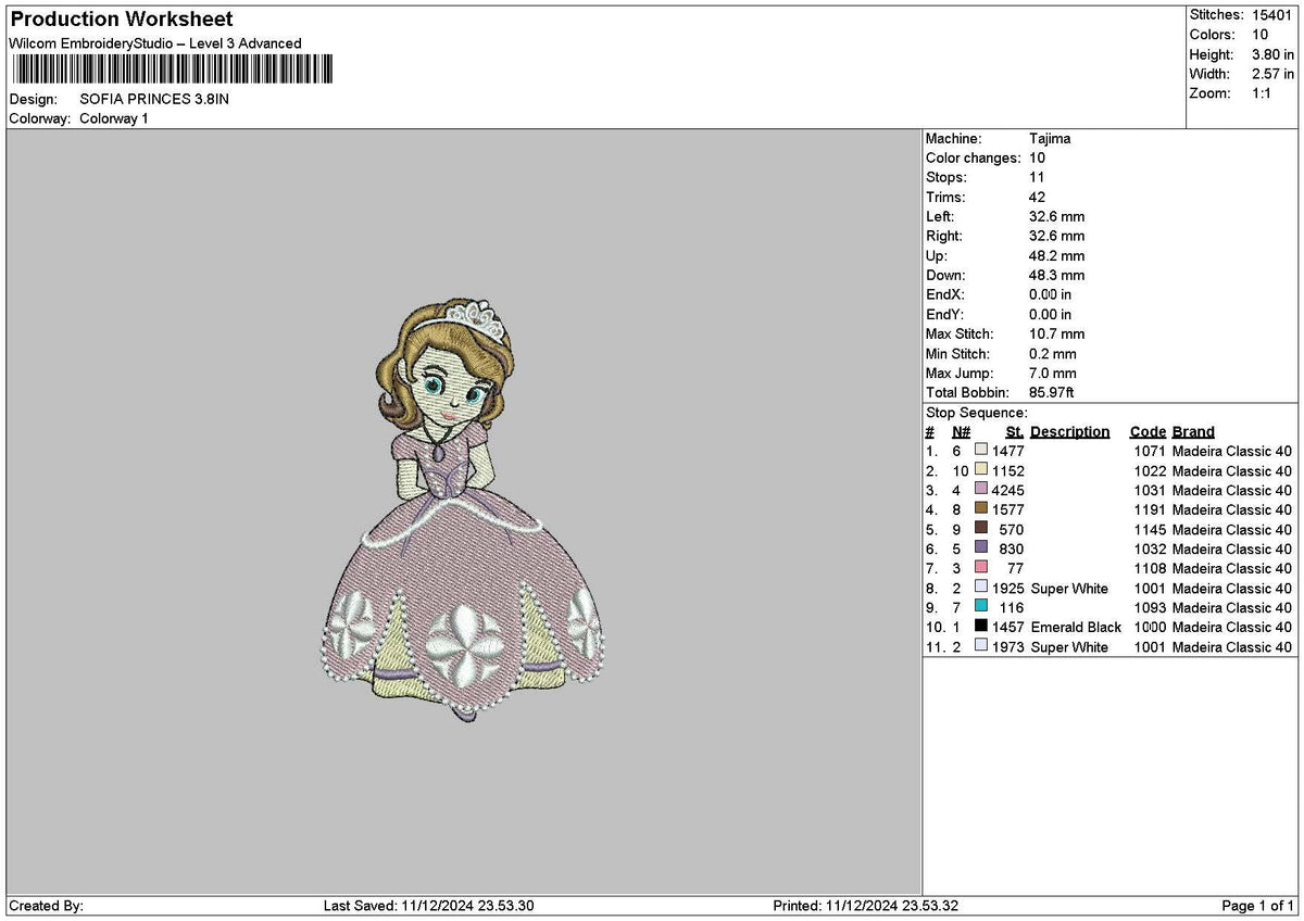 Sofia 1124 Embroidery File 6 sizes