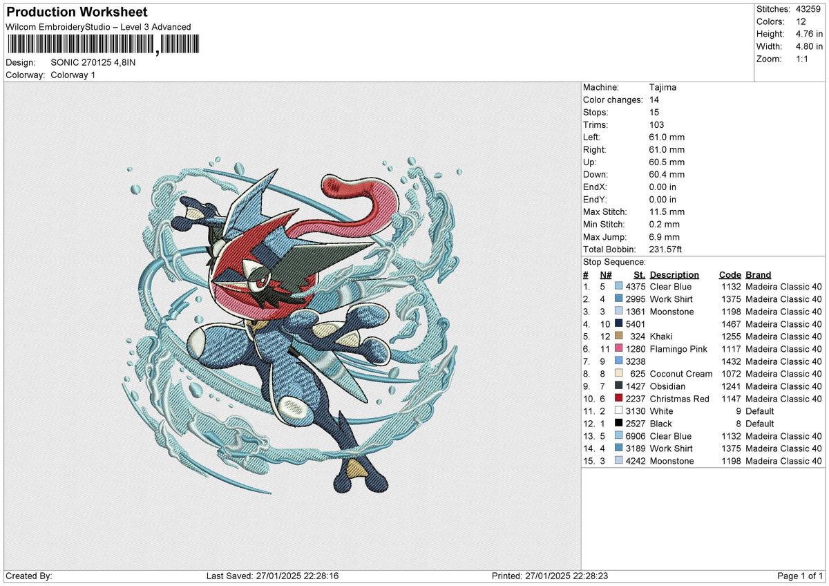 SONIC 270125 Embroidery File 6 size