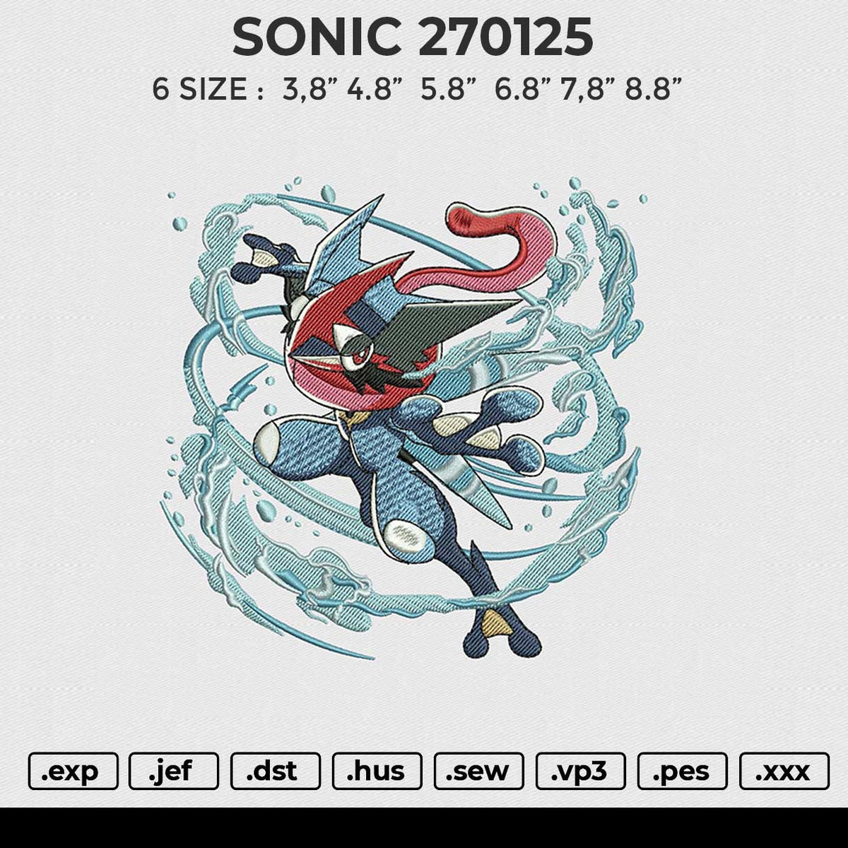 SONIC 270125 Embroidery File 6 size