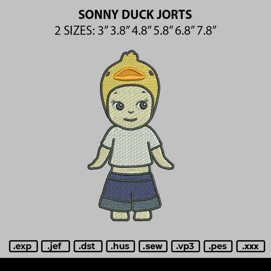 Sonny Ducks Jorts Embroidery File 6 sizes