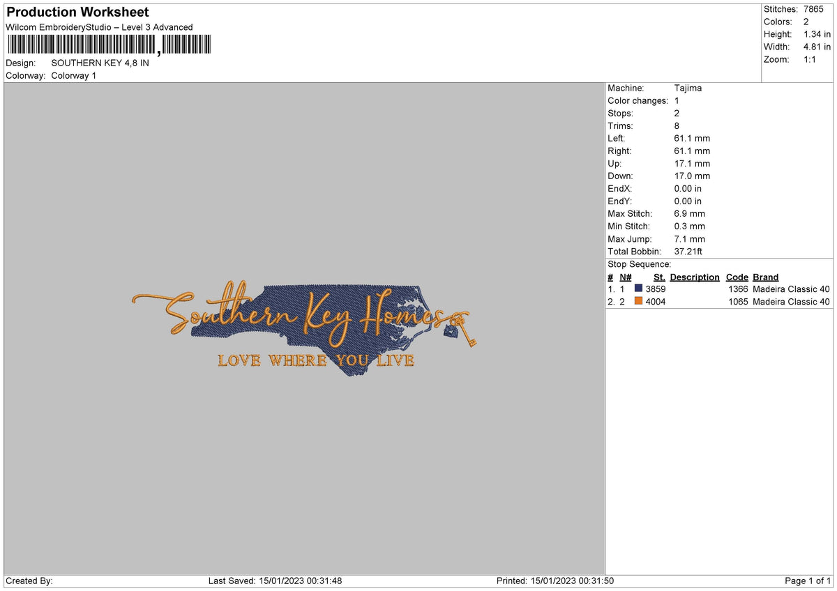 Southern Key Embroidery File 9 sizes