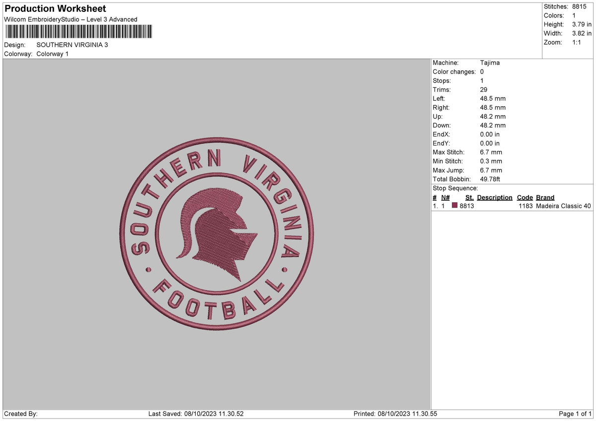 Southern V Embroidery File 6 sizes