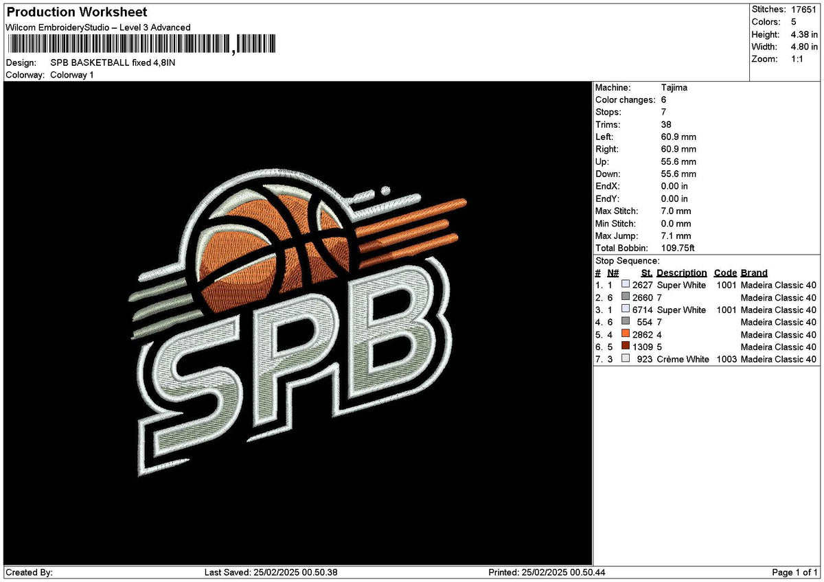 Basketballtext 2202 Embroidery File 6 sizes
