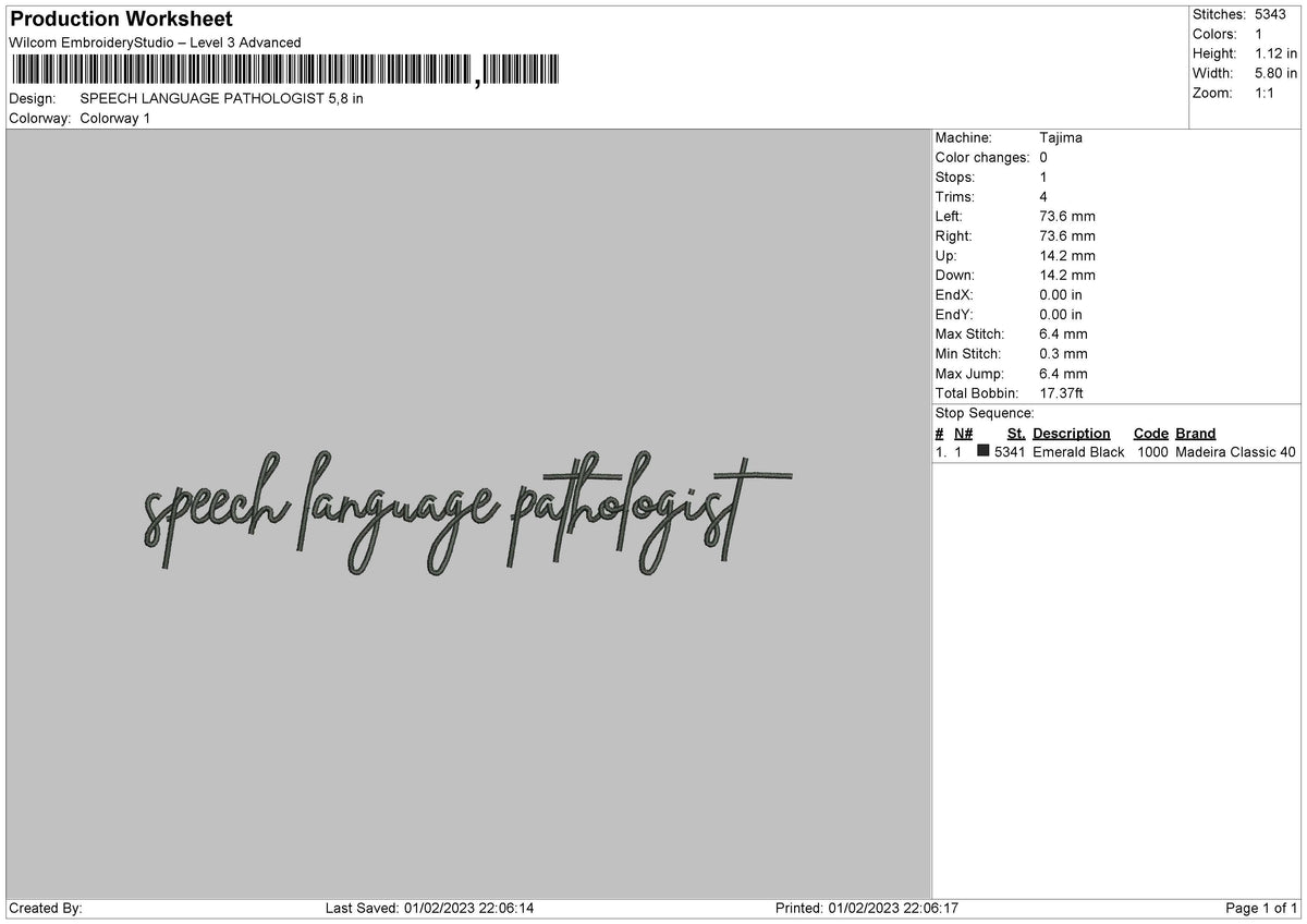 Speech Language Embroidery File 6 sizes