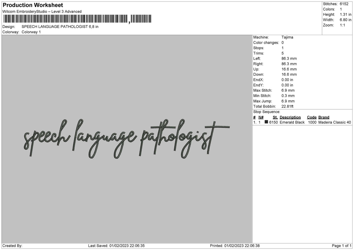 Speech Language Embroidery File 6 sizes