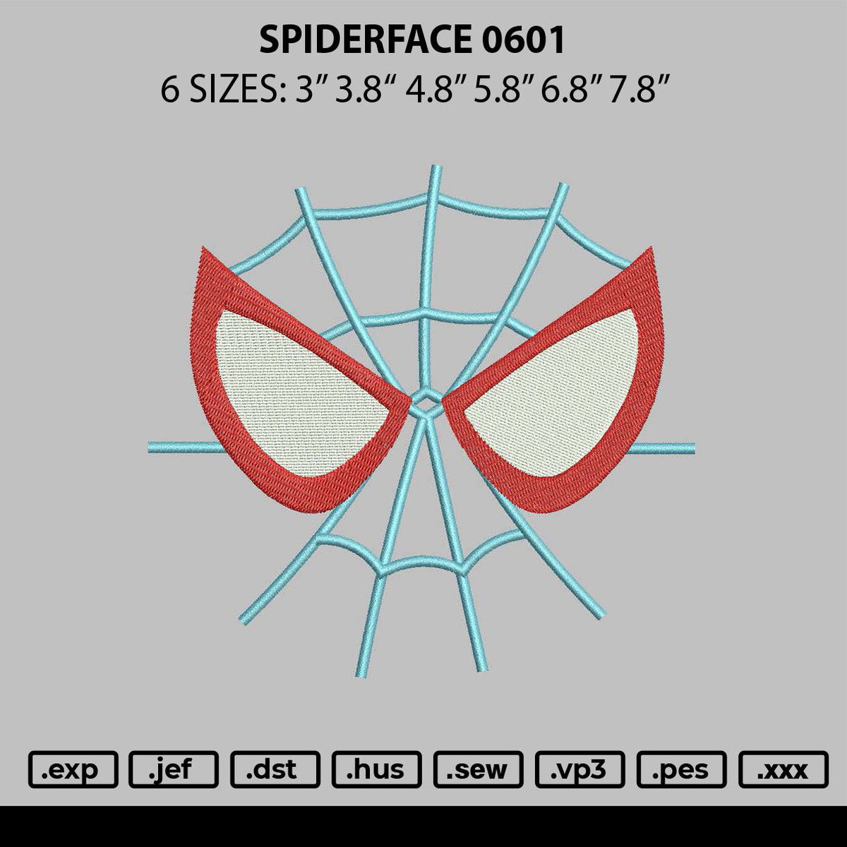 Spiderface0601 Embroidery File 6 sizes