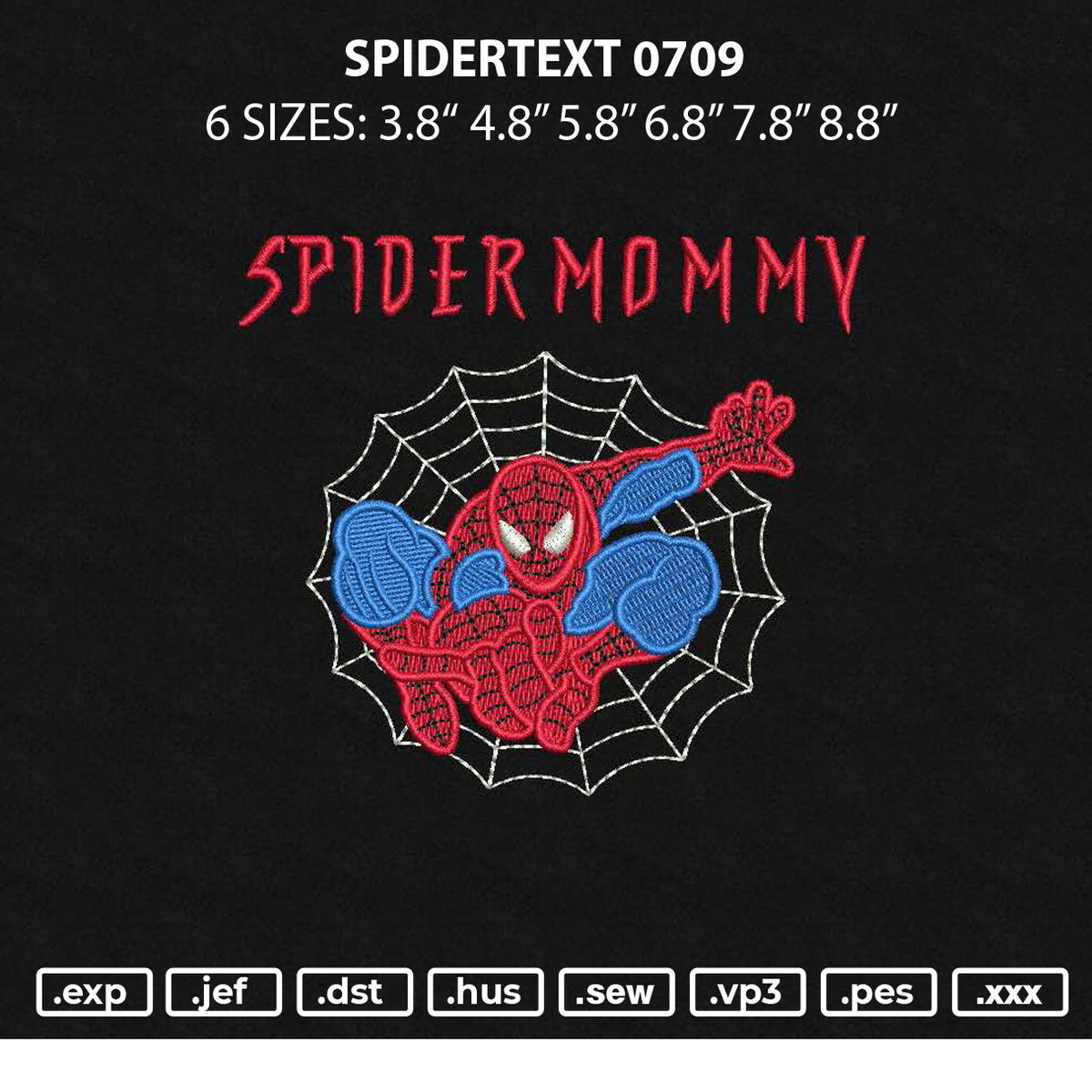 Spidertext 0709 Embroidery File 6 sizes