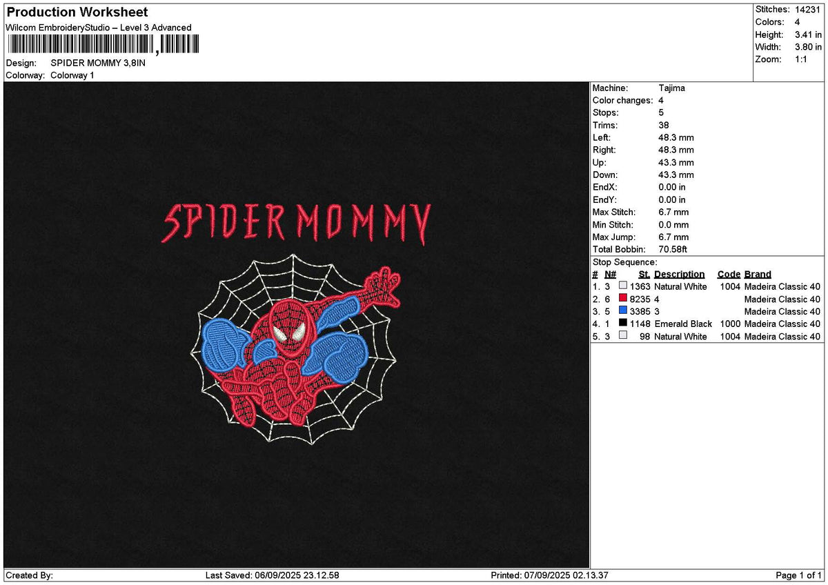 Spidertext 0709 Embroidery File 6 sizes
