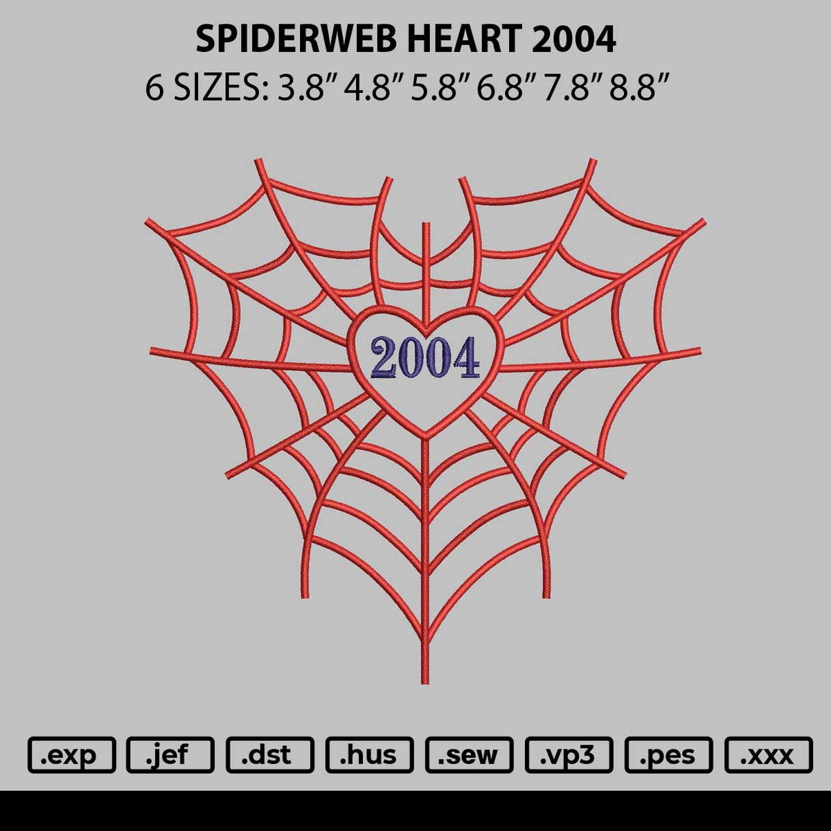 Spider Web Heart 2004 Embroidery File 6 sizes