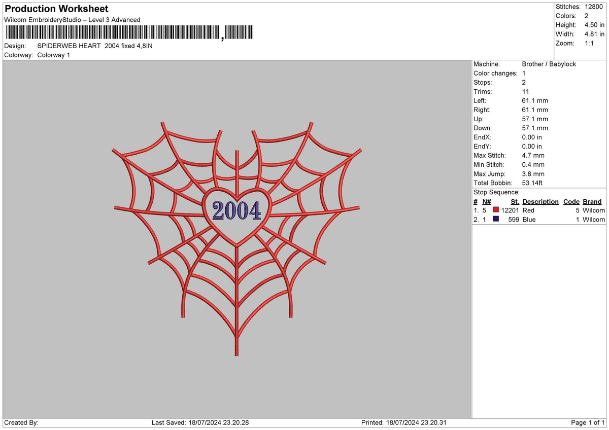 Spider Web Heart 2004 Embroidery File 6 sizes