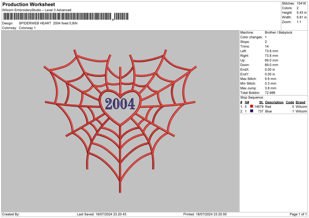 Spider Web Heart 2004 Embroidery File 6 sizes