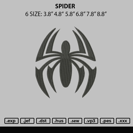 Spider Embroidery File 6 sizes