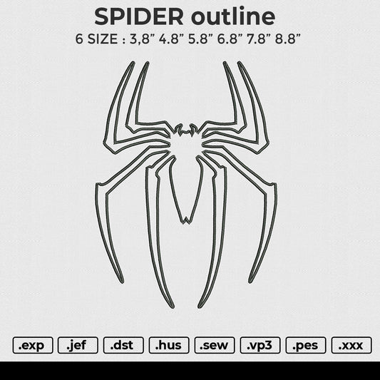 SPIDER outline Embroidery File 4 sizes